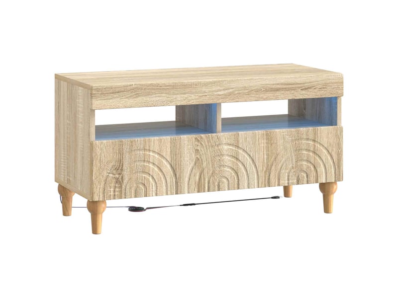 Ensemble de 3 meubles tv led chêne sonoma bois d'ingénierie shl25753 - Conforama E