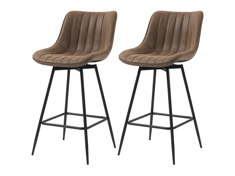  Lot de 2 tabourets de bar, chaises de bar en pu, assise rembourrée 68h cm, dossier et repose-pieds, marron  - Conforama B