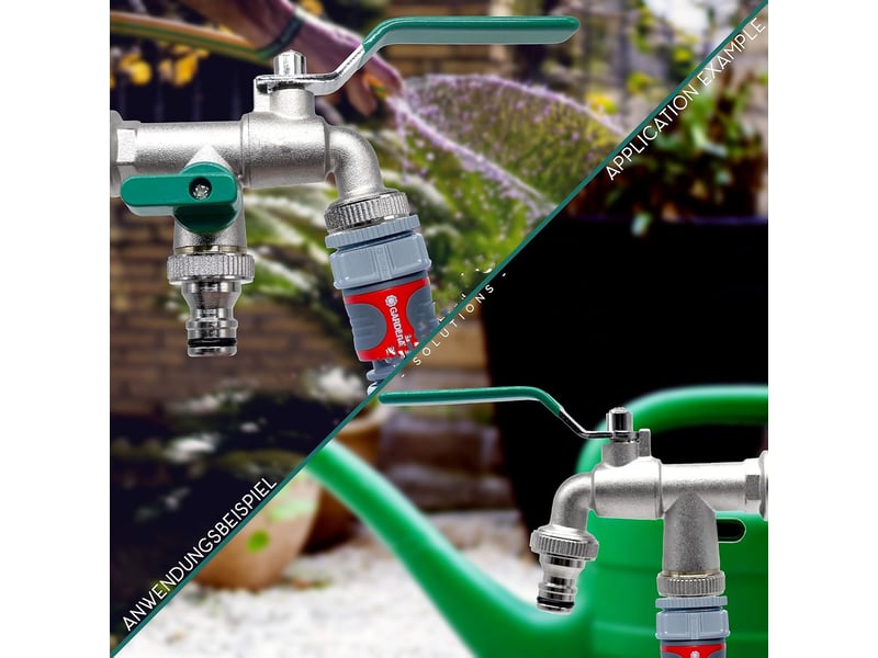  Robinet de jardin premium à double sortie 34 – laiton, vert  - Conforama D