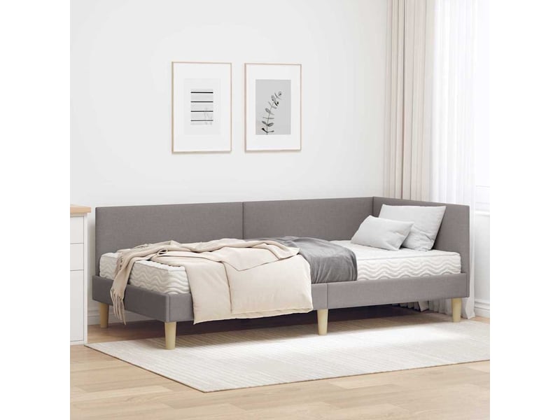  Cadre de lit d'angle | lit simple | lit adulte avec matelas autre 2 pcs taupe tissu 100x200 cm  - Conforama B