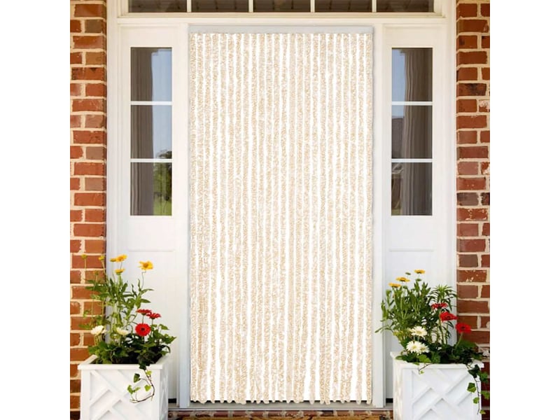  Rideau anti-mouches, moustiquaire beige et blanc 100x230 cm chenille cf43492  - Conforama B