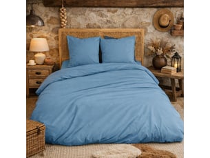 Parure de lit en percale de coton 65 filscm² - 140x200 bleu