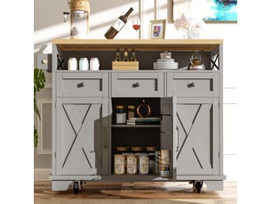 Desserte 3 portes 3 tiroirs coloris gris mdf et métal