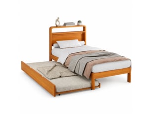 Lit gigogne 90x190/200 cm <strong>HAVRYA</strong>  <strong></strong> coloris bois foncé
