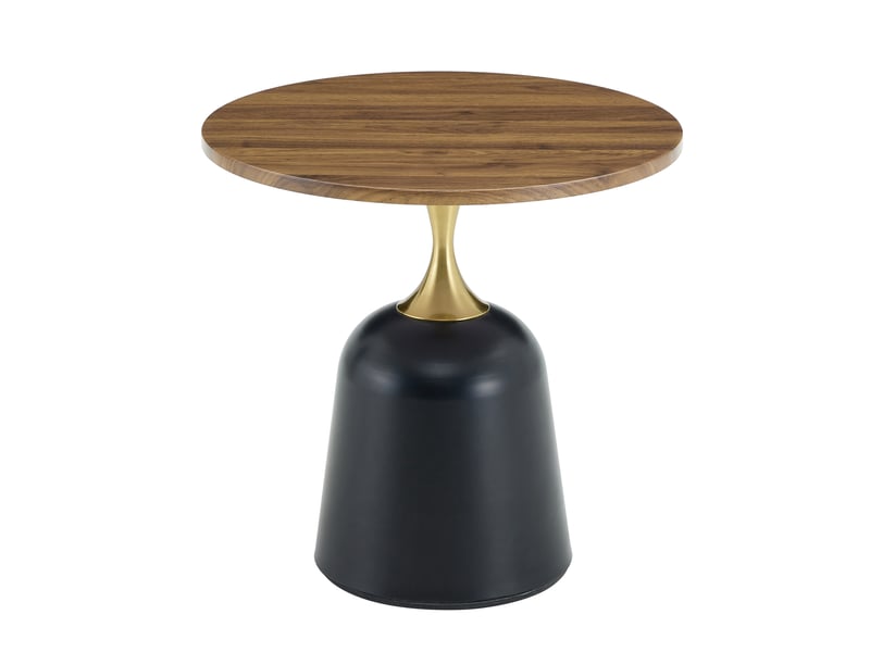  Table d’appoint ronde avec piètement en métal pour salon et chambre en mélamine noyer et noir  - Conforama A