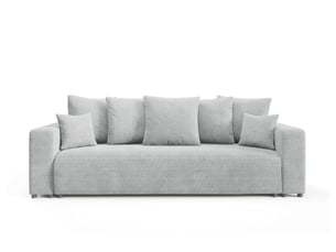 Canapé droit convertible 4 places Velours gris avec coffre de rangement