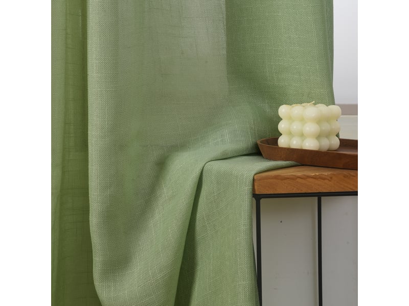 Rideau ajustable 140 x 270 cm + 8 anneaux pinces effet lin evasion romarin CP-EVASION-ROMARIN - Conforama D