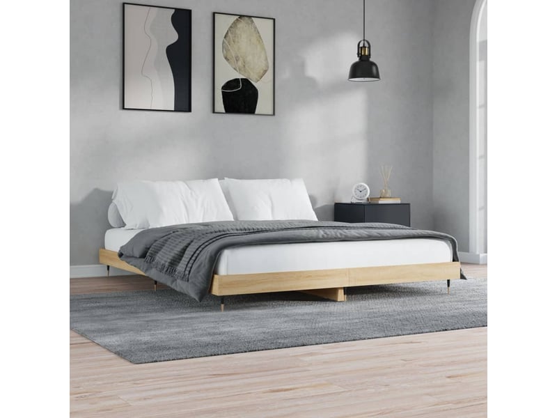  Lit double- lit adulte -  cadre de lit sans matelas chêne sonoma 120x200 cm  - Conforama B