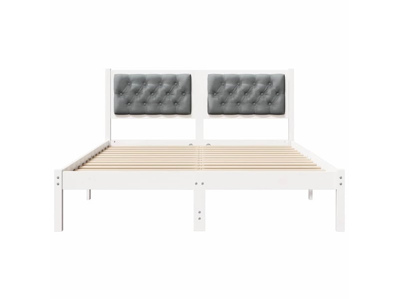 Lit double- lit adulte - cadre de lit gris clair 150 x 200 cm pin massif - Conforama D