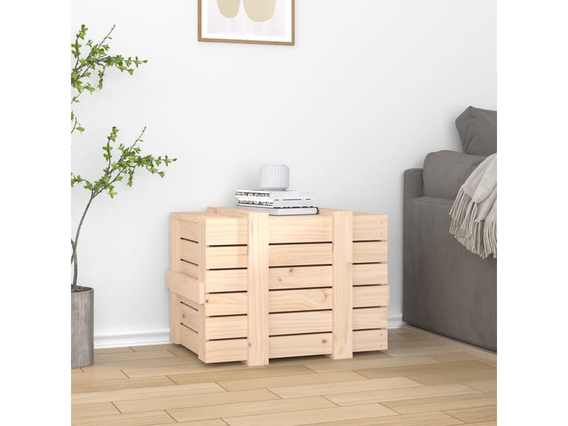  Boîte de rangement 58x40,5x42 cm bois massif de pin  - Conforama C