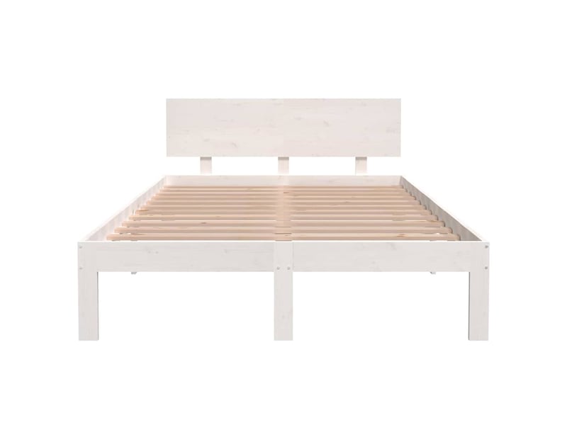  Lit double- lit adulte -  cadre de lit sans matelas blanc bois de pin massif 120x200 cm  - Conforama C