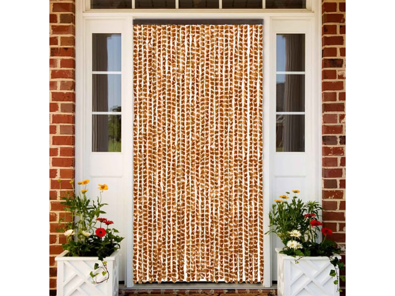  Rideau anti-mouches, moustiquaire ocre et blanc 118x220 cm chenille cf43576  - Conforama B