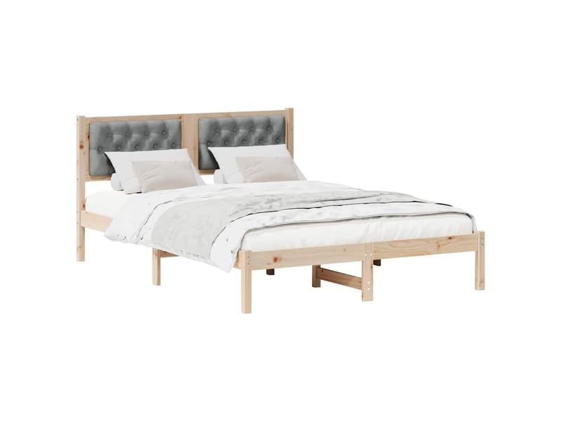  Lit double- lit adulte -  cadre de lit gris clair 150 x 200 cm pin massif  - Conforama B
