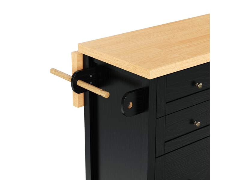 Desserte de cuisine 107 x 45-70 x 90,5 cm noir et bois clair en mdf, plan de travail extensible - Conforama D