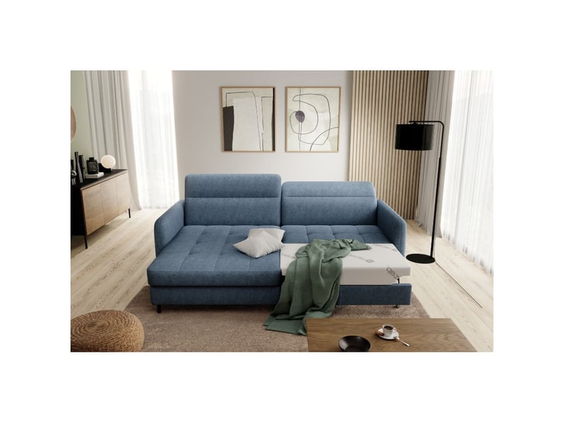  Canapé d'angle collection goumsi coloris bleu foncé chiné  - Conforama B
