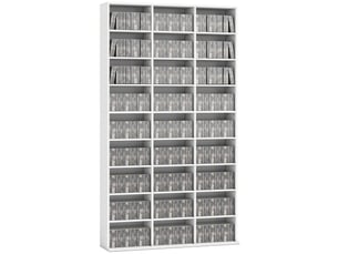 Étagère pour 835 cd ou 500 dvd, étagère pour supports blu-ray avec 27 compartiments et 21 étagères réglables, blanche