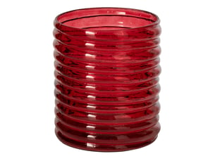 Photophore côtelé en verre magnus 21cm rouge