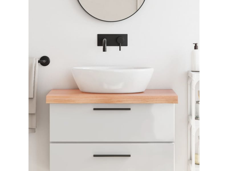 Comptoir de salle de bain, plan de travail marron 80x50x(2-6) cm bois traité cf65813 - Conforama B
