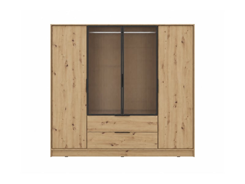  Mirage - armoire 2 tiroirs et 4 portes dont 2 vitrées centrales 206cm  - Conforama A