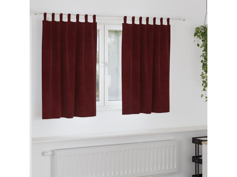 Lot de 2 rideaux, rideaux de fenêtre bordeaux 140 x 140 cm velours cf44002 - Conforama B