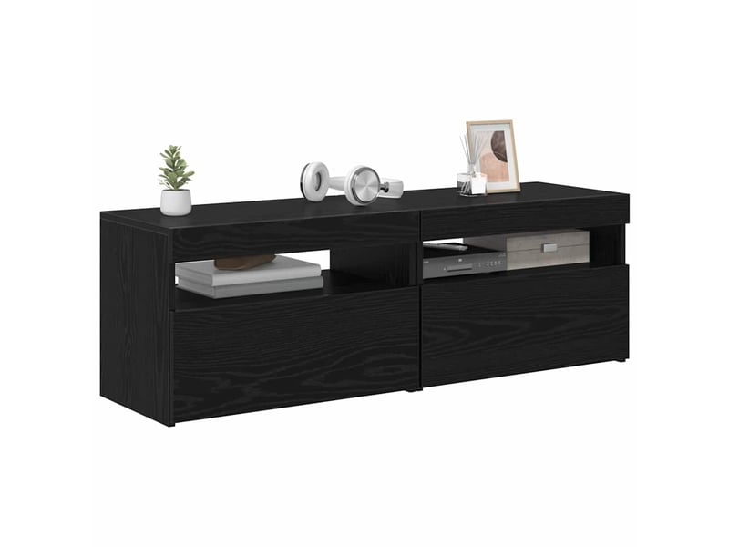 Meuble tv - banc tv - meuble de rangement 2 pcs chêne noir bois d'ingénierie - Conforama C