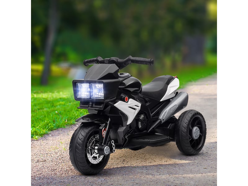  Moto électrique pour enfants de 3 à 5 ans (max. 25 kg) avec 3 roues, lumières et sons, batterie 6 v, noire, 86 x 42 x 52 cm  - Conforama D