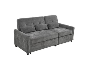 Canapé convertible 3 places 176x148x83 cm, canapé-lit extensible 3 en 1 avec dossier réglable 3 positions, repose-pieds intégré,tissu chenille-gris