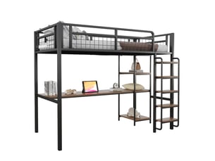 Lit mezzanine 90x200 cm <strong>REDOM</strong>  <strong></strong> coloris noir