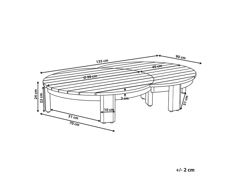  Table basse de jardin 135 cm 90 cm acacia marron  - Conforama C