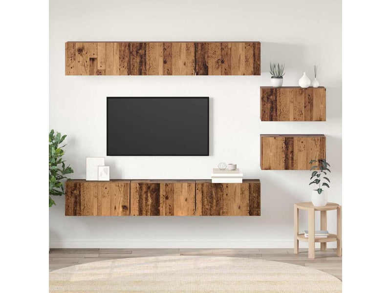  Ensemble meuble tv - banc tv - meuble de rangement 8 pcs bois ancien bois d'ingénierie  - Conforama B