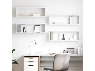 Lot de 4 étagères cube murales, armoires de rangement blanc 80x15x26,5cm bois d'ingénierie cf42749