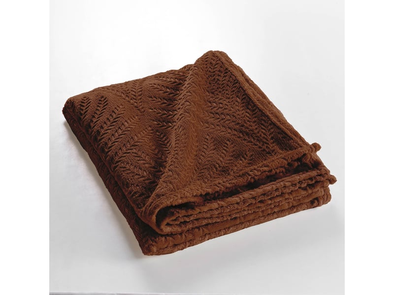  Plaid uni en flanelle nelia 125x150cm choco  - Conforama B