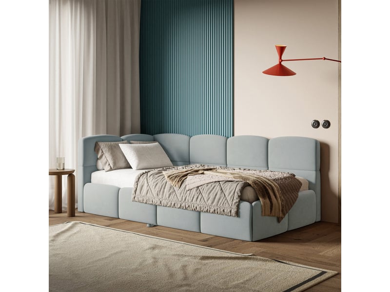 Selsey cloudy - lit rembourré - 170x185 cm - velours gris - côté gauche Cloudy - Conforama C