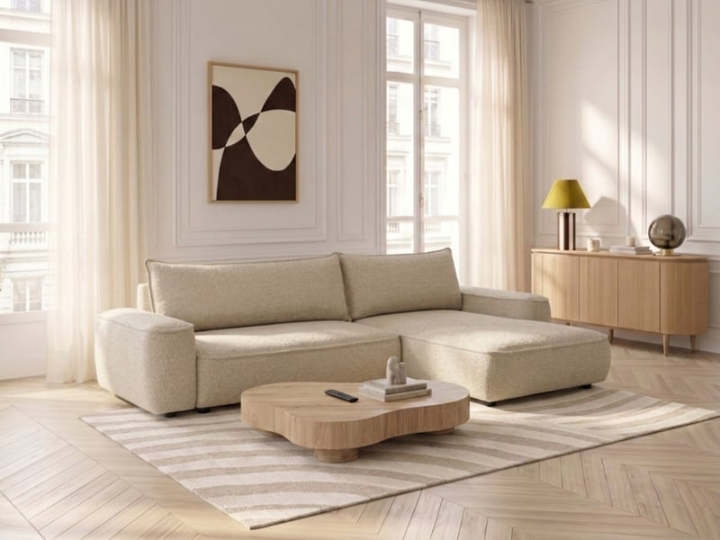  Bobochic canapé d'angle réversible convertible honore tissu chenille beige HONORE - Conforama B