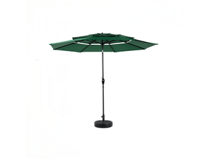 Parasol 3 niveaux 3 m avec inclinaison automatique, polyester, vert foncé, sans pied