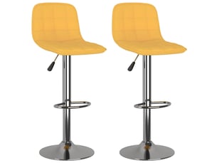 Lot de 2 tabouret de bar, chaise de bar jaune tissu