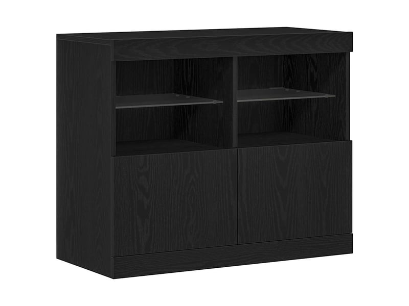  Buffet - bahut - meuble de rangement led noir 81 x 37 x 66,5 cm bois d'ingénierie  - Conforama A