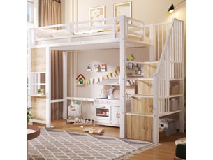 Lit mezzanine 90x200 cm <strong>MIVRAY </strong> <strong></strong> coloris blanc