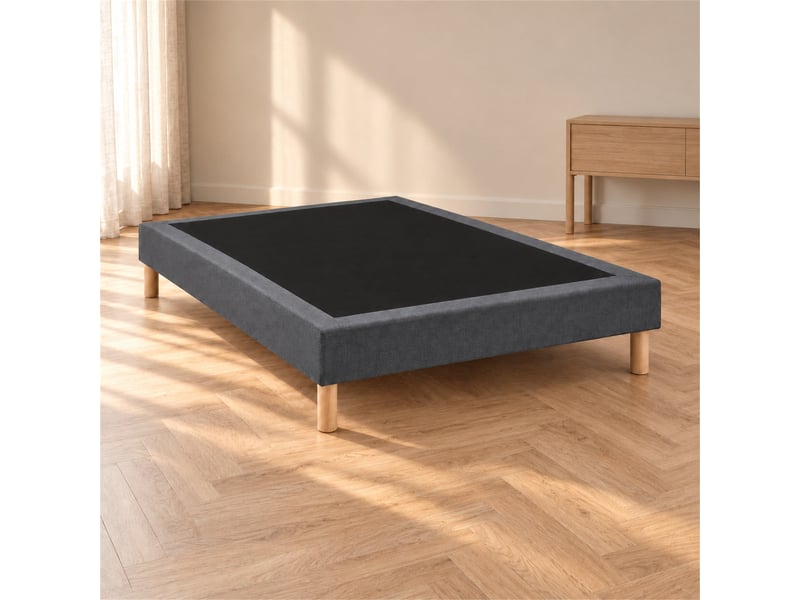 Sommier tapissier déco 140x190 cm gris - hauteur 30 cm - pieds inclus  - Conforama B