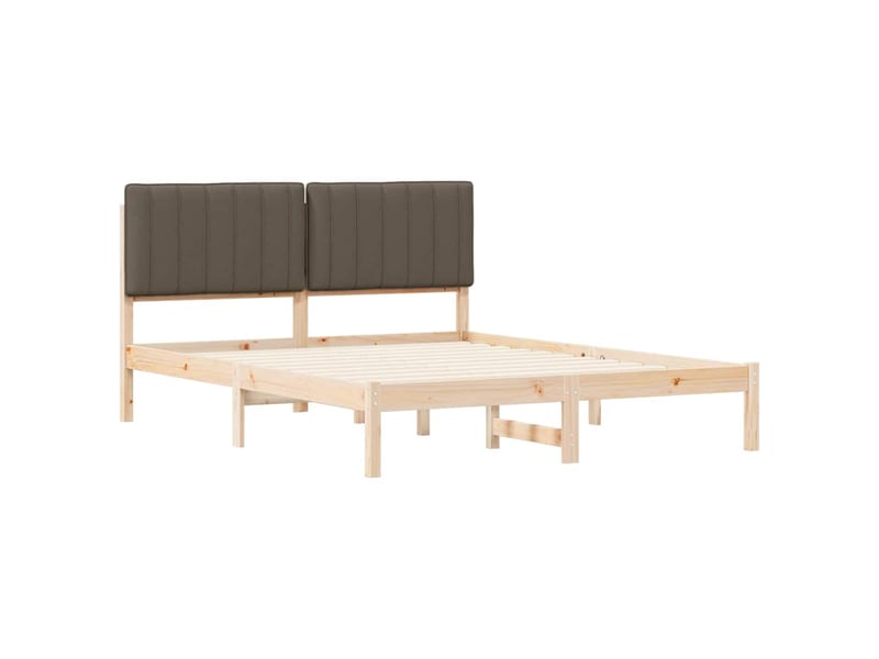 Lit double- lit adulte - cadre de lit avec tête de lit rembourrée taupe 160 x 200 cm - Conforama C