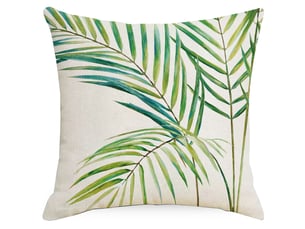 Housse de coussin feuilles tropicales 45 x 45 cm feuille de palmier vert polyester lin décoratif taie d'oreiller 4 pièces