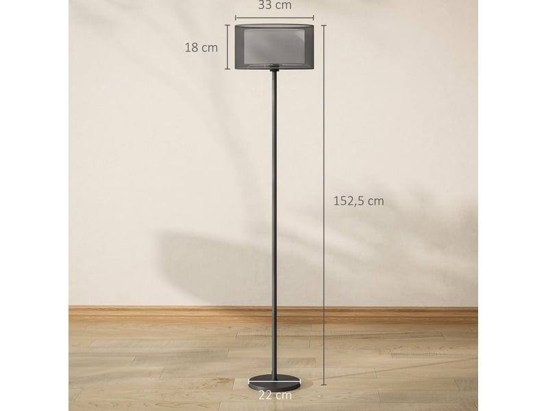  Lampadaire 33x33x152,5 cm avec interrupteur au pied métal noir  - Conforama C