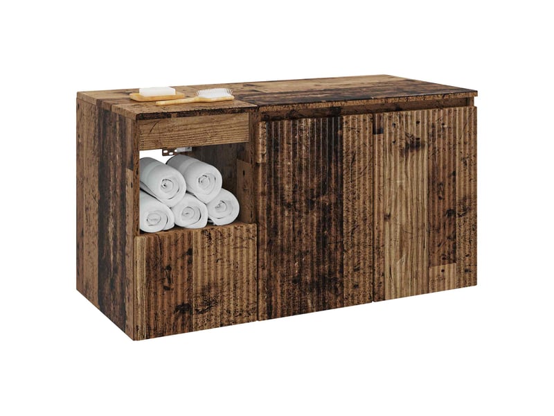 Ensemble de mobilier de salle de bain 2 pc bois ancien cf64041 - Conforama C