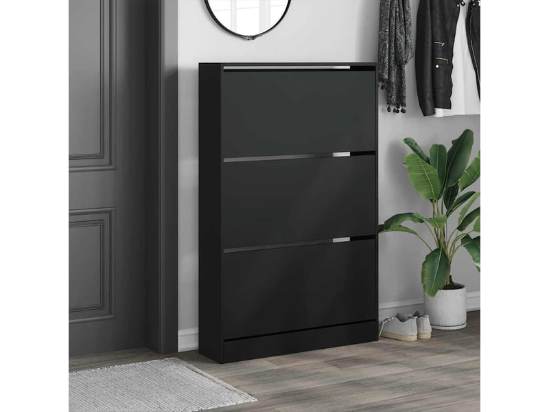  Meuble à chaussure, armoire à chaussures noir 80x21x125,5 cm bois d'ingénierie  - Conforama C