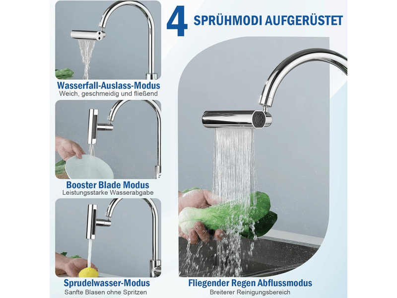 Embout de robinet 4 en 1 - rallonge pivotante à 360°, économiseur d’eau, anti-éclaboussures pour cuisine et salle de bain - Conforama B