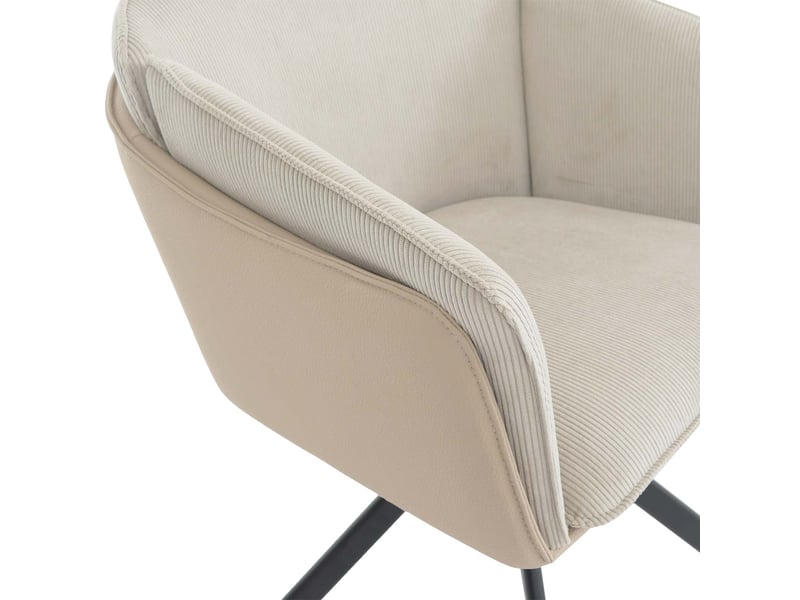 Lot de 2 chaises de salle à manger hwc-r24, chaises de cuisine, pivotantes, en métal, simili-cuir, tissuvelours - beige - Conforama E