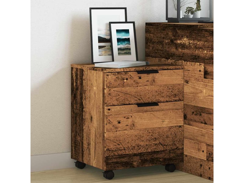  Caisson de bureau, classeur mobile roues vieux bois 45x38x54 cm bois d'ingénierie  - Conforama D