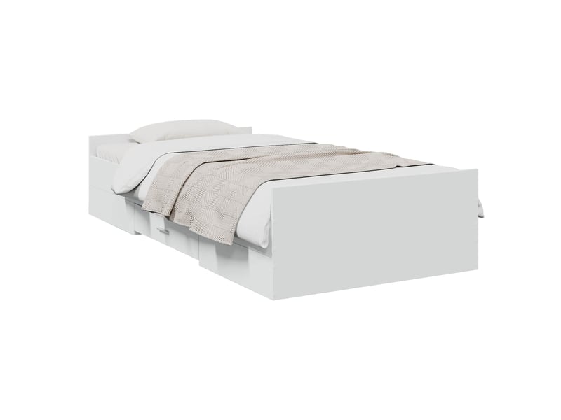  Lit simple- lit adulte -  cadre de lit avec rangement blanc 80 x 200 cm bois d'ingénierie  - Conforama A