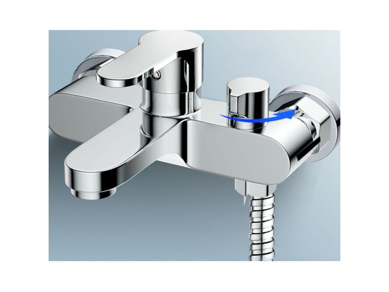  Robinet baignoire argenté, douchette, mitigeur 2 sorties, monocommande, support et flexible 1.5m. Pour bain et douche, design moderne et fonctionnel.  - Conforama C