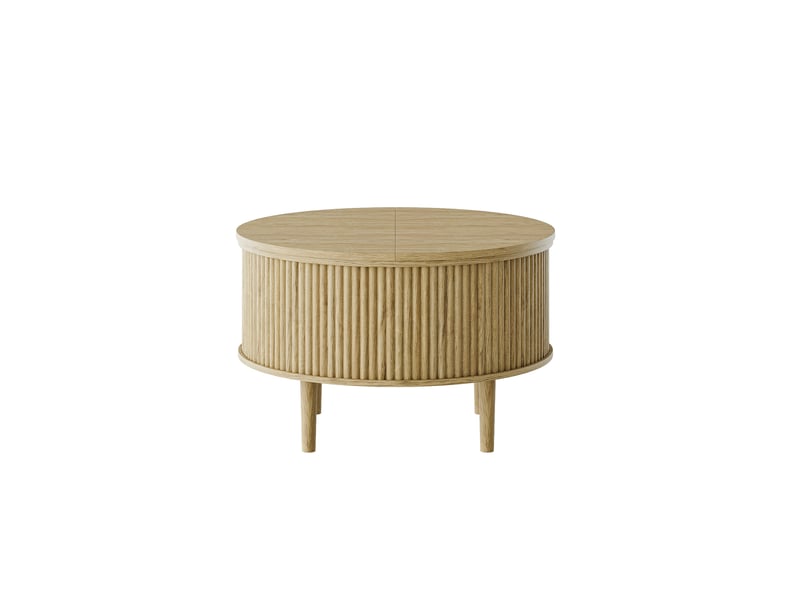  Table basse relevable ronde 80 x 80 x 51,5 cm – naturel – rangement dissimulé et plateau rabattable  - Conforama D